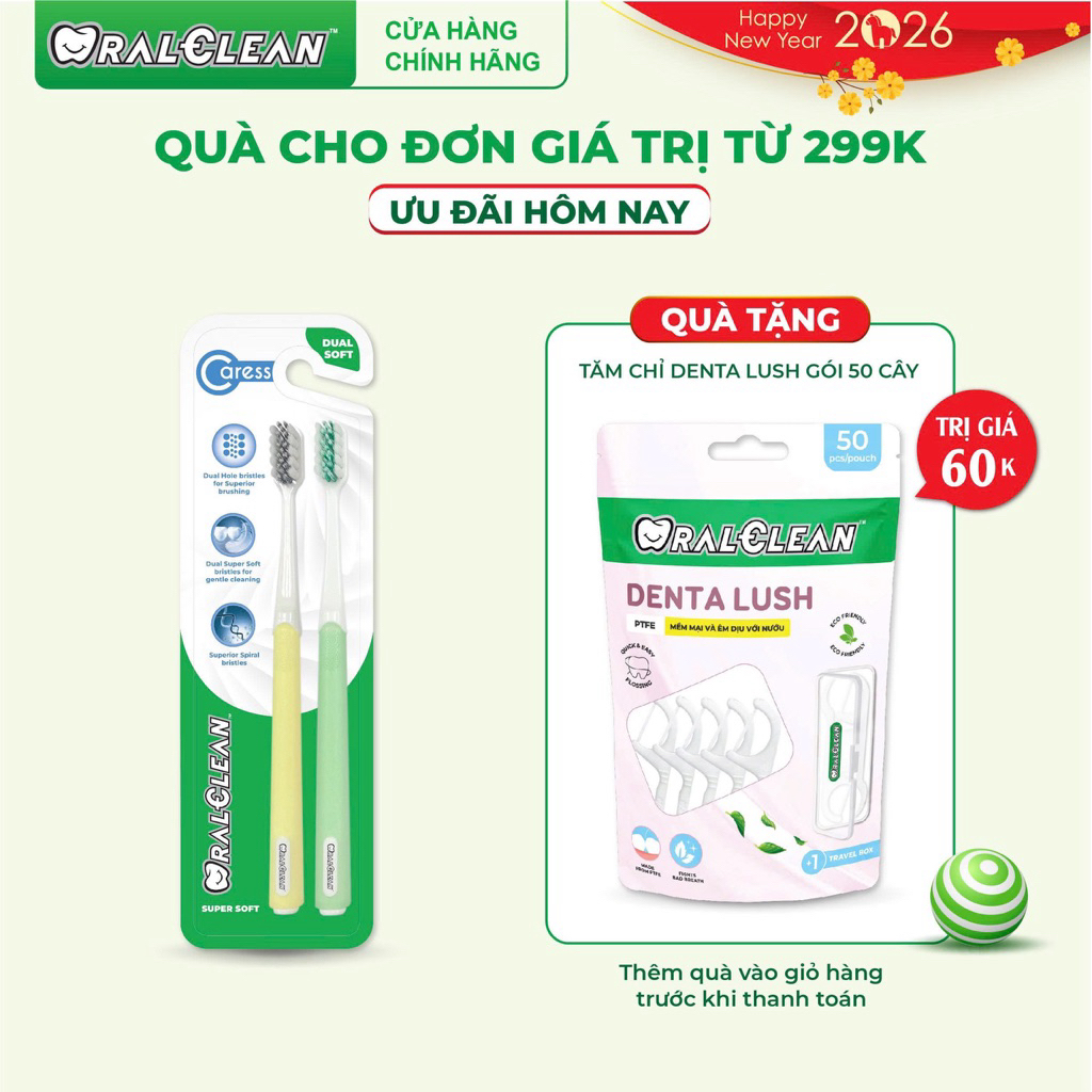 Combo 2 Bàn Chải Đánh Răng OralClean Caress Dual Soft