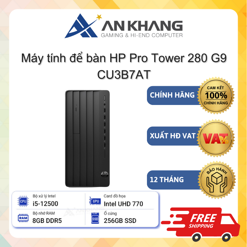 Máy tính để bàn HP Pro Tower 280 G9 CU3B7AT (i5-12500, 8GB DDR5, 256GB SSD, Win11) Chính hãng Bảo hà