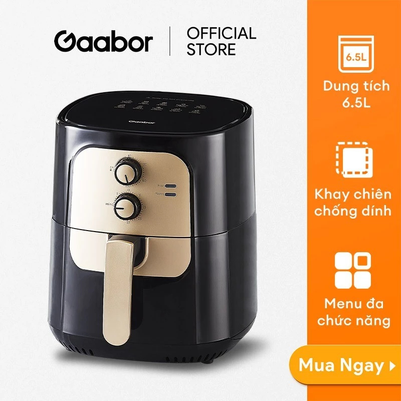 [Top value]Gaabor Nồi chiên không dầu AF65M-BK01A 6.5 lít đối lưu nhiệt 360 độ không trở lật công su