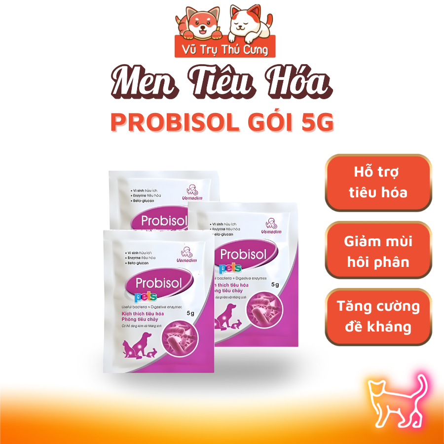 Combo 10 Gói Men tiêu hoá cho chó mèo Probisol - Hỗ trợ tiêu hoá, bổ sung Vitamin cho chó mèo