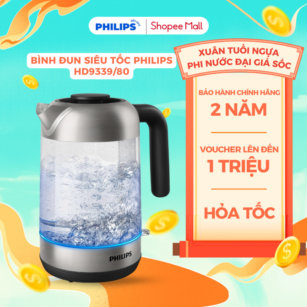 Bình Đun Siêu Tốc PHILIPS HD9339/80 (1.7L - 2200W)