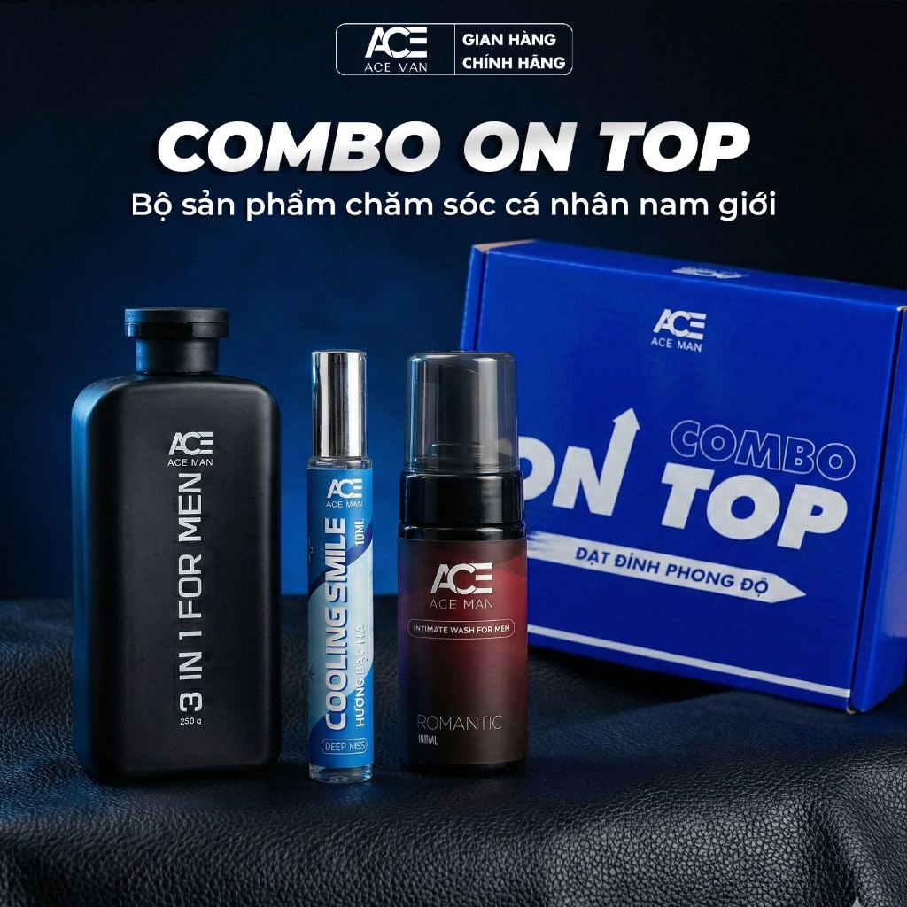 [TẶNG QUÀ] Combo On Top ACEMAN gồm Sữa tắm nam 3in1 & Dung dịch vệ sinh nam & Xịt thơm miệng bạc hà