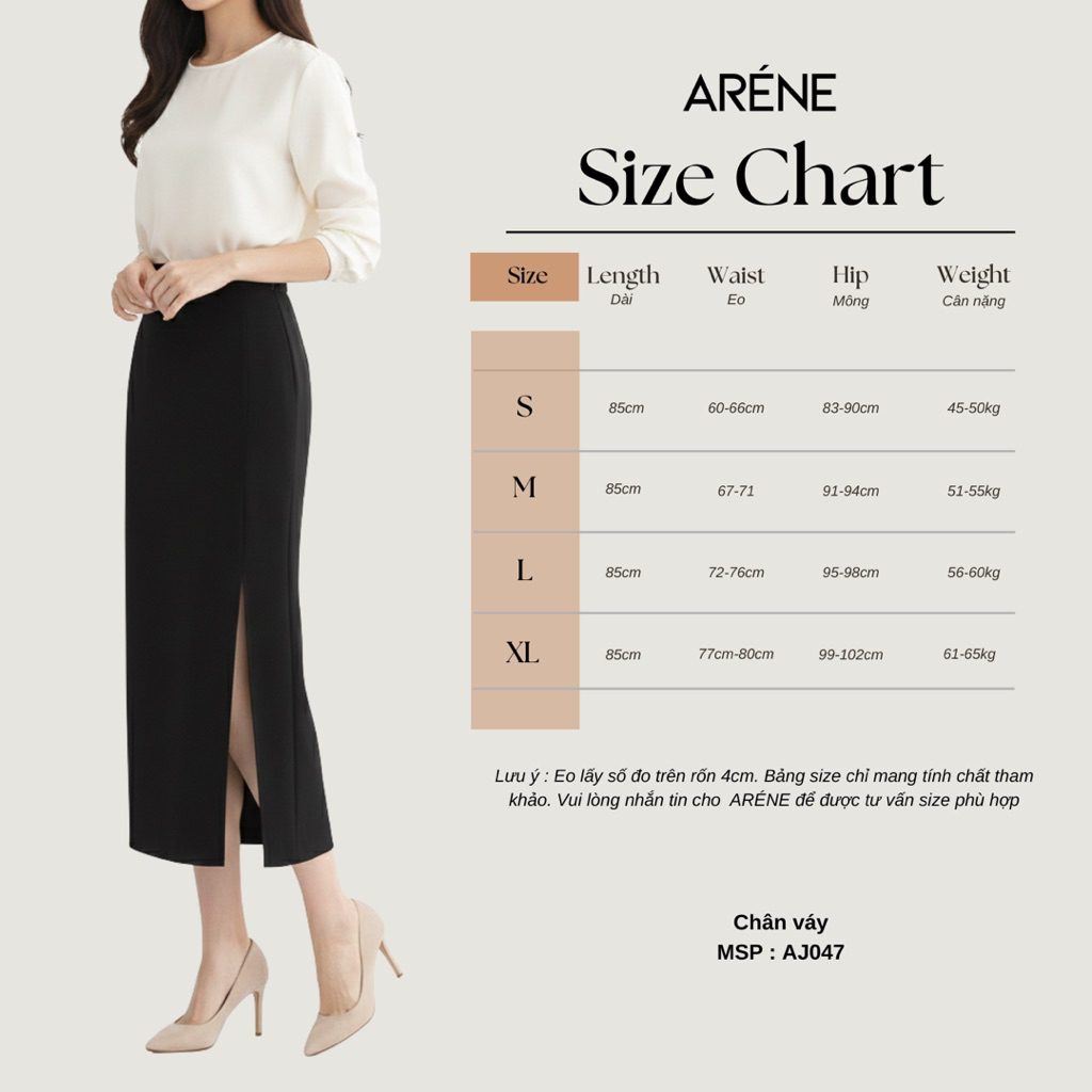 chân váy bút chì công sở xẻ bên sườn thanh lịch ARÉNE AJ047 | BigBuy360 - bigbuy360.vn