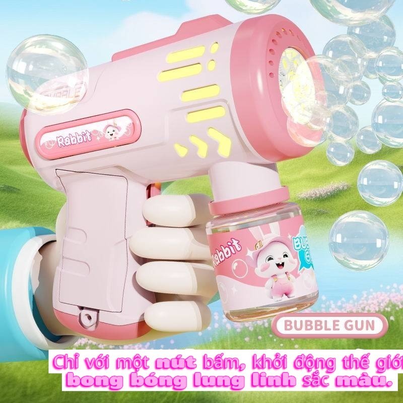 Súng Bắn Bong Bóng Tự Động Cho Bé – Bubble Gun Mini Dễ Thương Có đèn, Tạo Bong Bóng Liên Tục