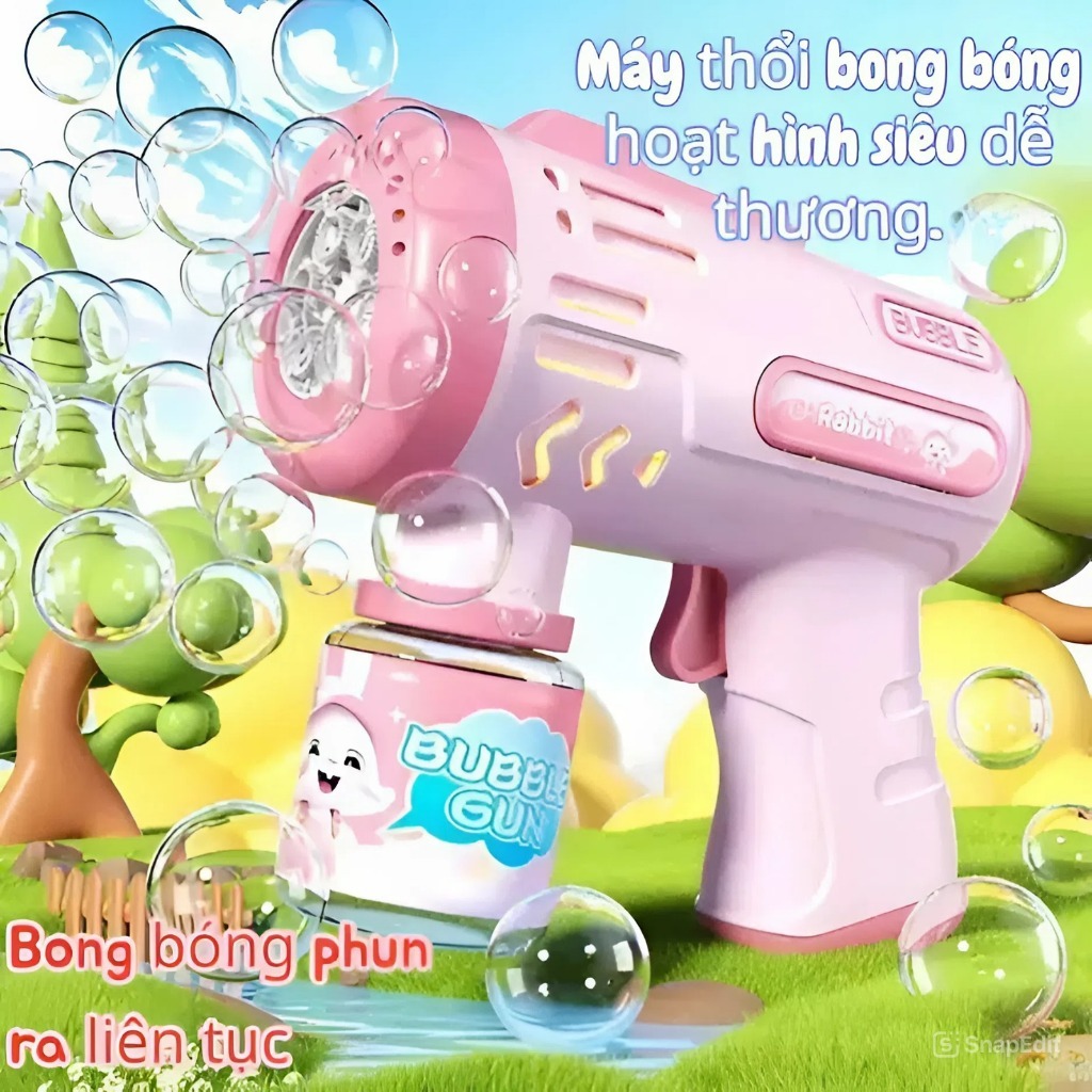 Súng Bắn Bong Bóng Tự Động Cho Bé – Bubble Gun Mini Dễ Thương Có đèn, Tạo Bong Bóng Liên Tục