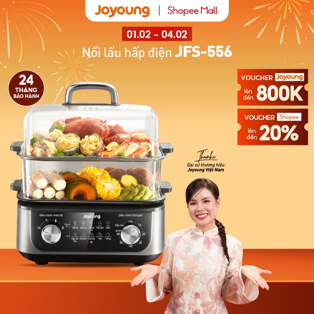 Nồi lẩu hấp đa năng Joyoung JFS-556 | Dung tích 16L | Công suất 1600W
