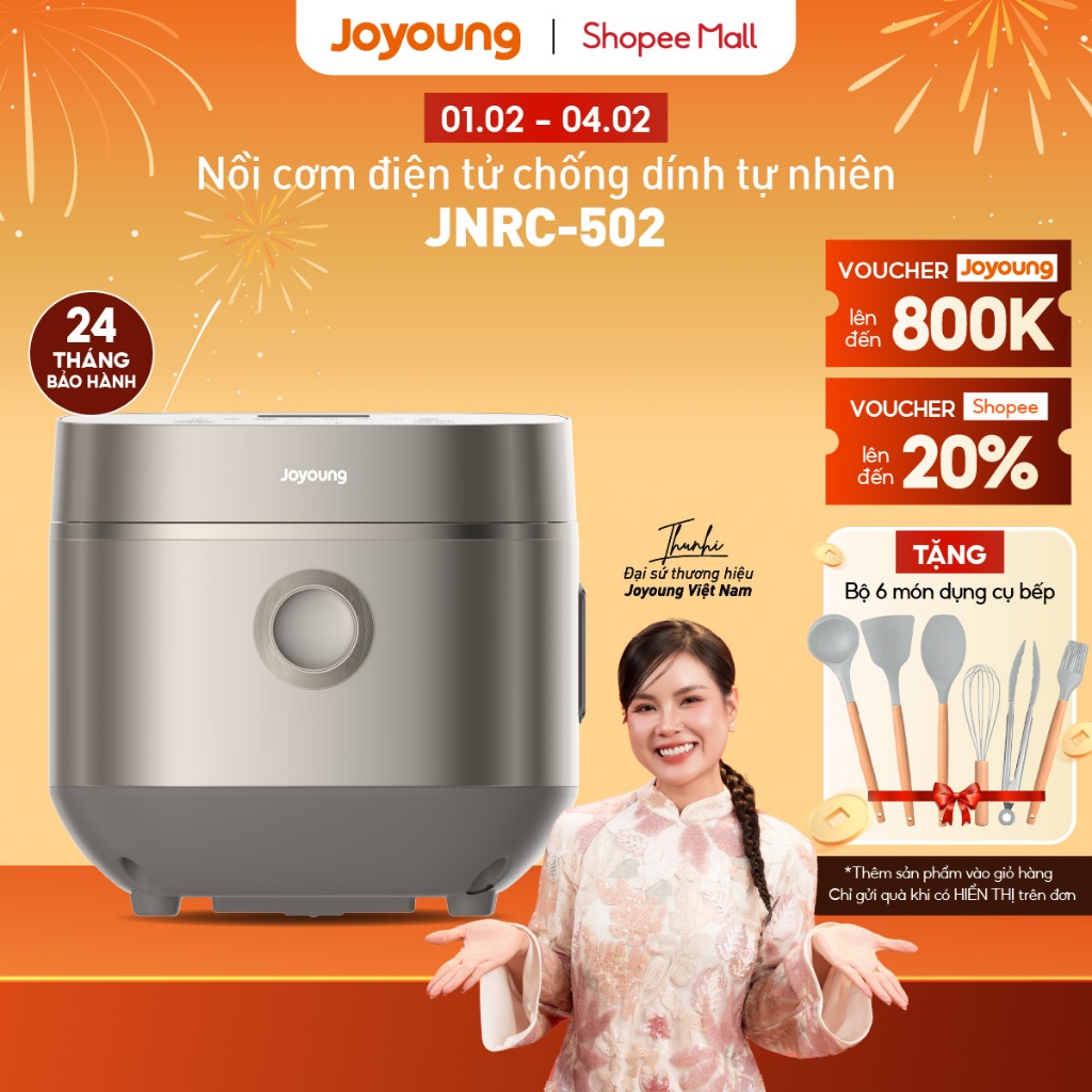 Nồi cơm điện tử 1.8L Joyoung JNRC-502 | Chống dính tự nhiên | Công suất 860W