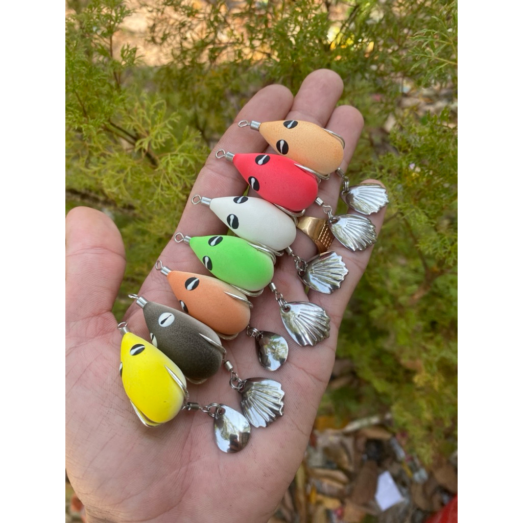 (mua1tặng1)nhái hơi f35 mini chì đúc lưỡi bkk trắng3,3cm 6-7,5g