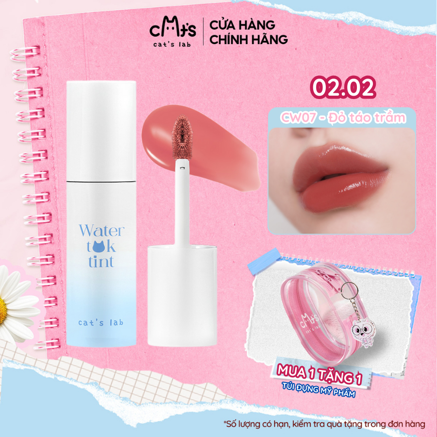 Son tint Cat's Lab Water Tok Tint căng bóng, mọng môi và lâu trôi 2.5g