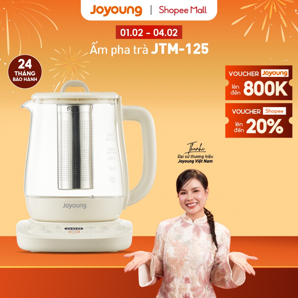 Ấm đun pha trà đa năng Joyoung JTM-125 | Dung tích 1.5L | Công suất 800W