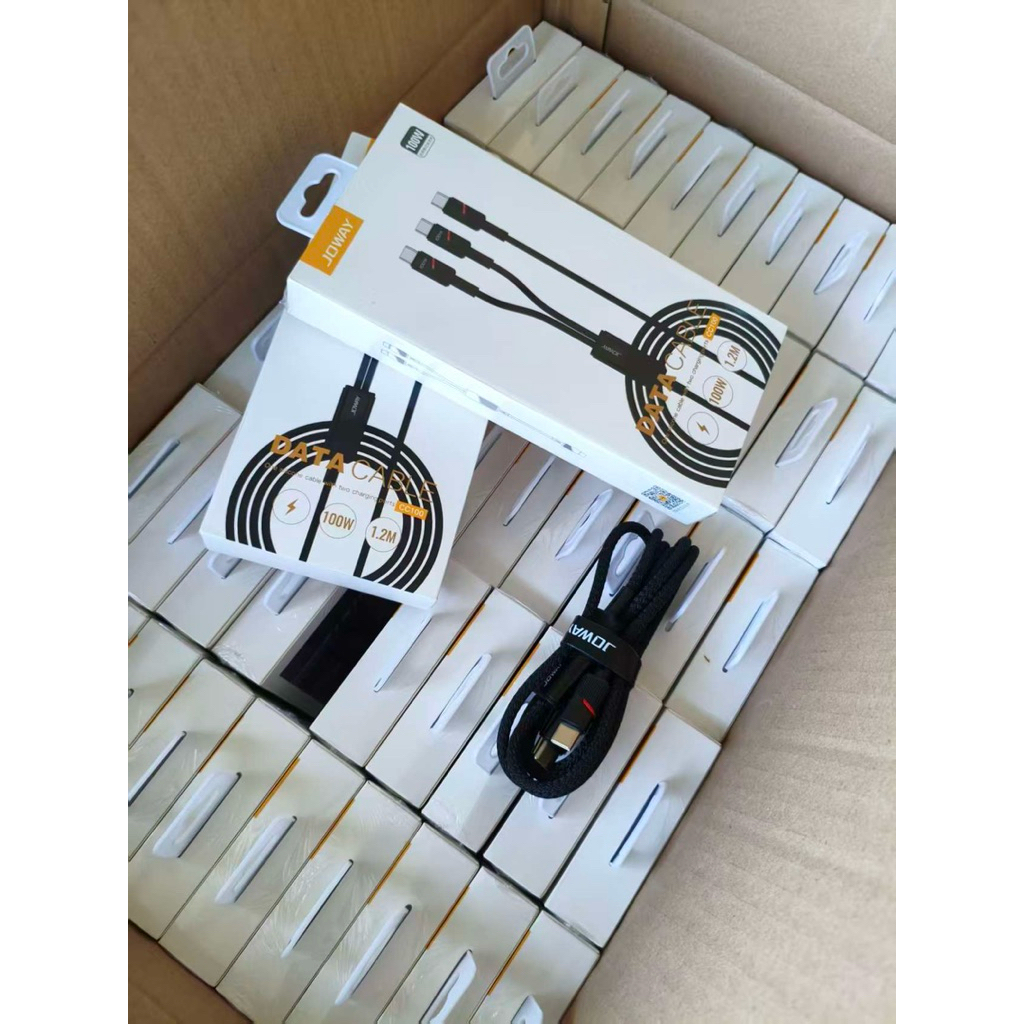 Cáp sạc nhanh 100W JOWAY, cáp 1 ra 2 đầu Type-C , sạc siêu nhanh