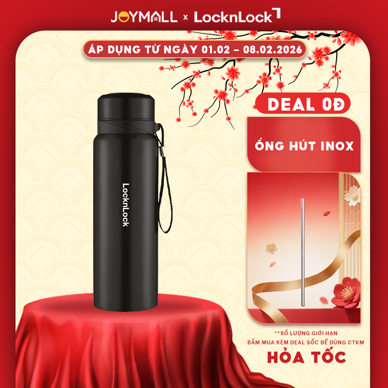 Bình giữ nhiệt LocknLock 800ml LHC6180BLK màu Đen, Hàng chính hãng, lưới lọc trà, dây treo- JoyMall | BigBuy360 - bigbuy360.vn
