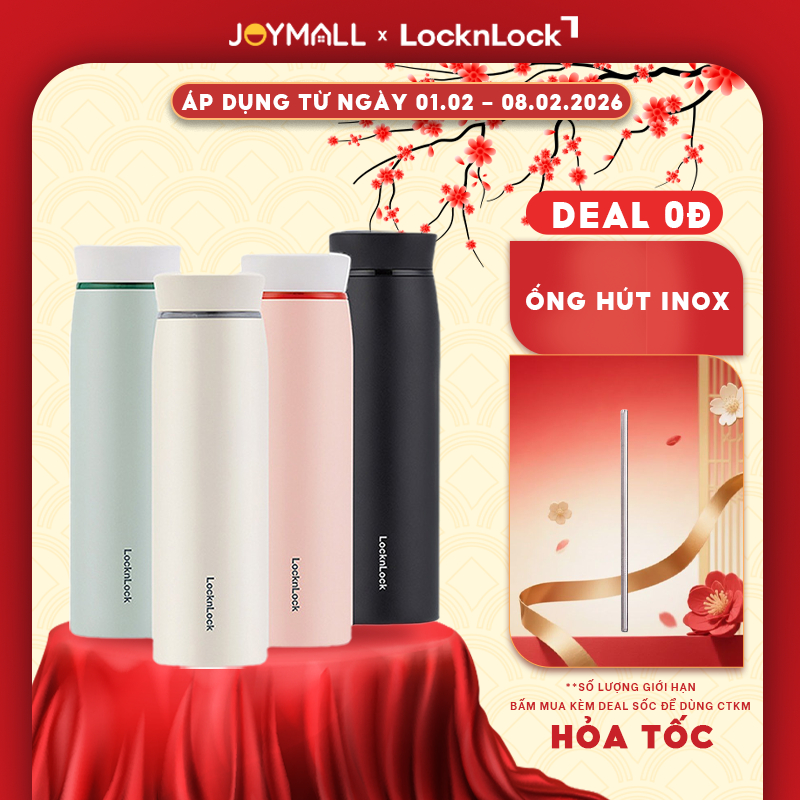 Bình giữ nhiệt LocknLock Feather Light Ring LHC4244 460ml, Hàng Chính Hãng, Có Lưới Lọc - JoyMall