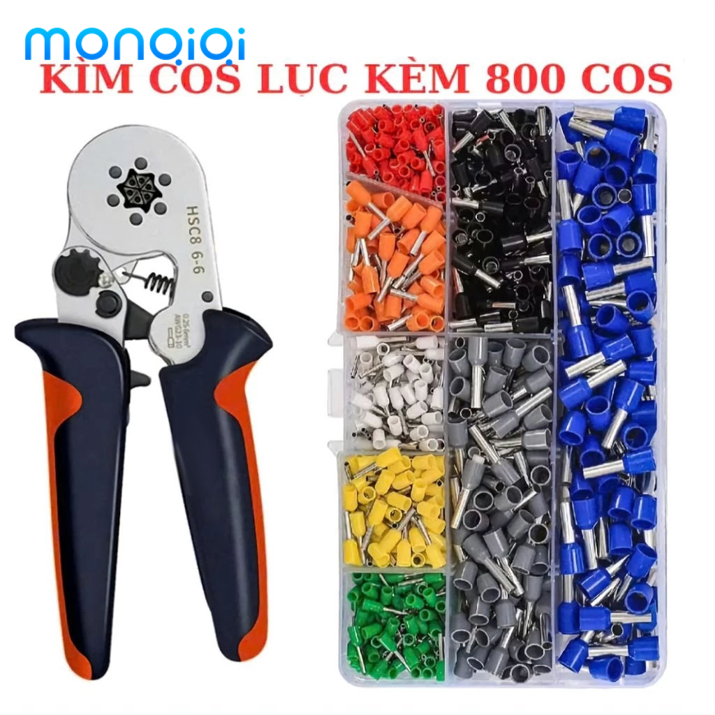 MONQIQI [ Tặng 800 cos ] Bộ Kìm Cos Lục Giác ( 6 cạnh ) - Kìm bấm cos 6 cạnh - Kìm bấm cos