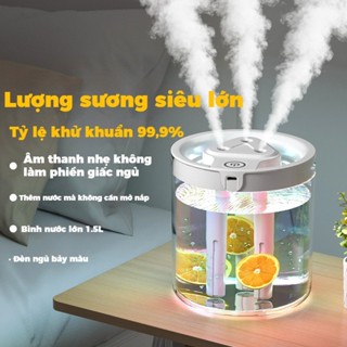 Máy tạo độ ẩm phun sương 3 tia 1.5L siêu êm ≤35dB USB 5V để bàn gia đình