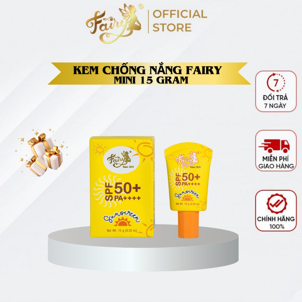 Kem chống nắng Fairy có nâng tông nhẹ nhàng size mini15gram
