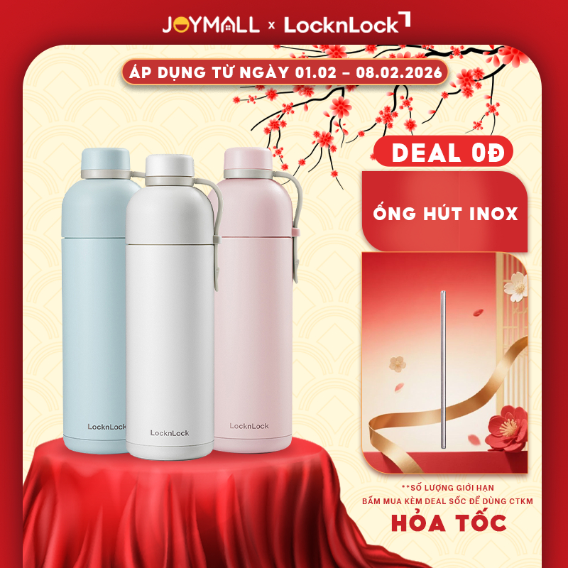 Bình giữ nhiệt LocknLock Belt Bottle LHC4267 490ml - Hàng chính hãng, thép không gỉ - JoyMall
