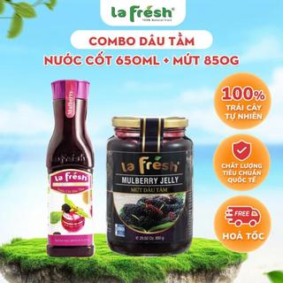 Combo Nước Cốt Dâu Tằm 650ML + Mứt 850Gram Lafresh Đà Lạt