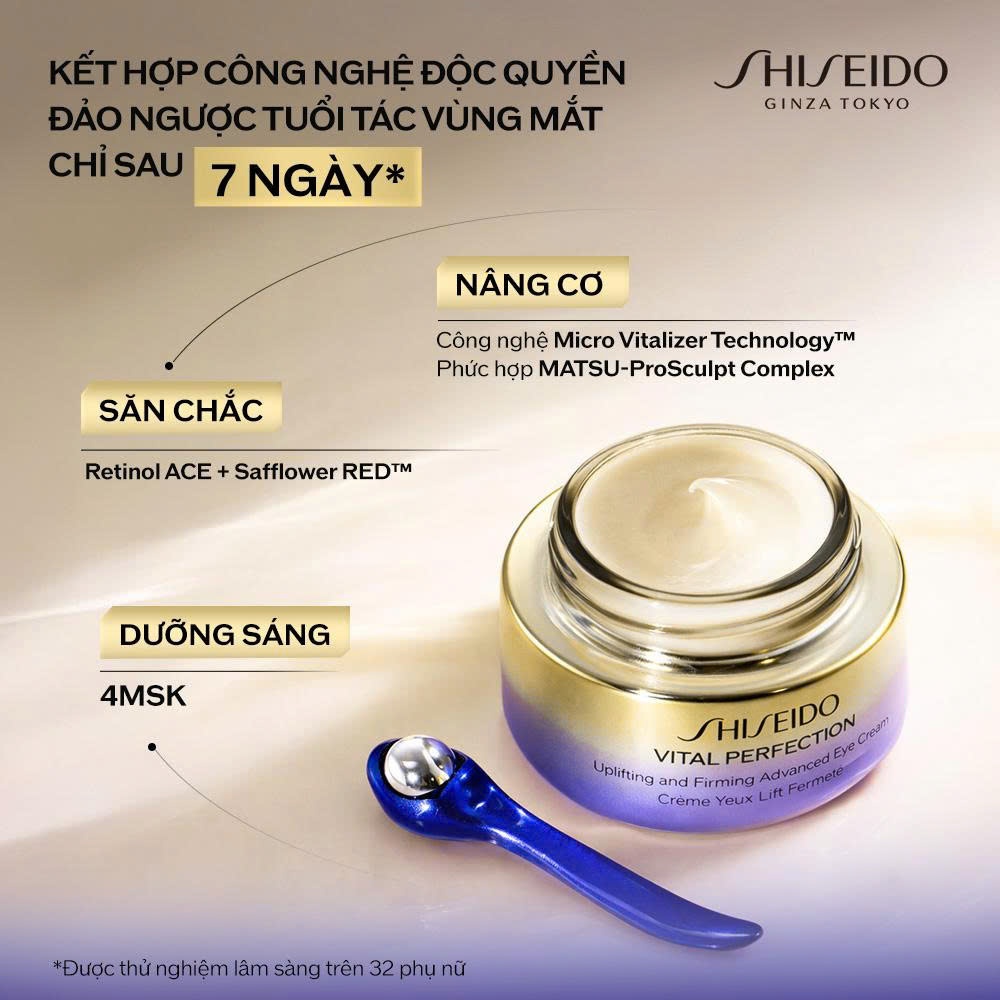 Kem dưỡng mắt cao cấp giúp nâng cơ và săn chắc Shiseido Vital Perfection Uplifting and Firming Advanced Eye Cream 15ml | BigBuy360 - bigbuy360.vn