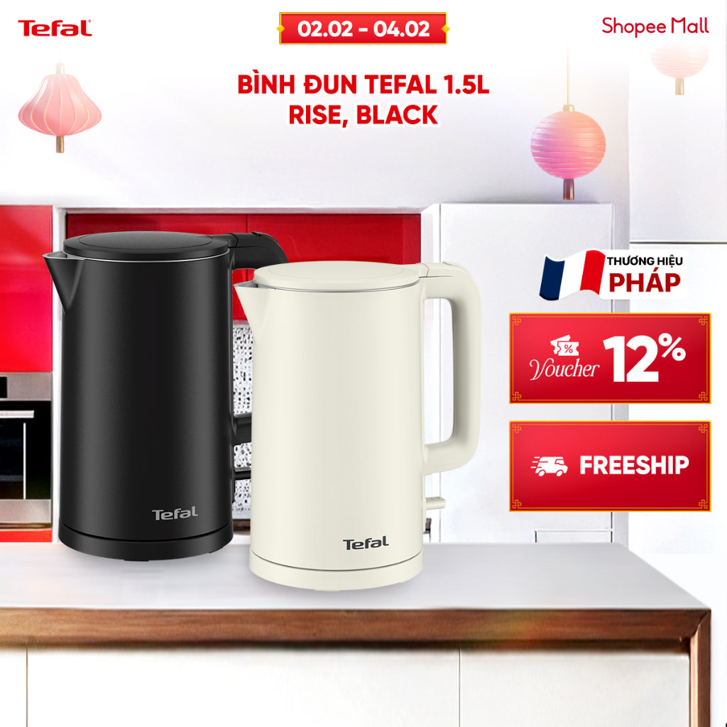 Bình đun Tefal 1.5L KO140AE0/K01408E0 - Rise/Black
