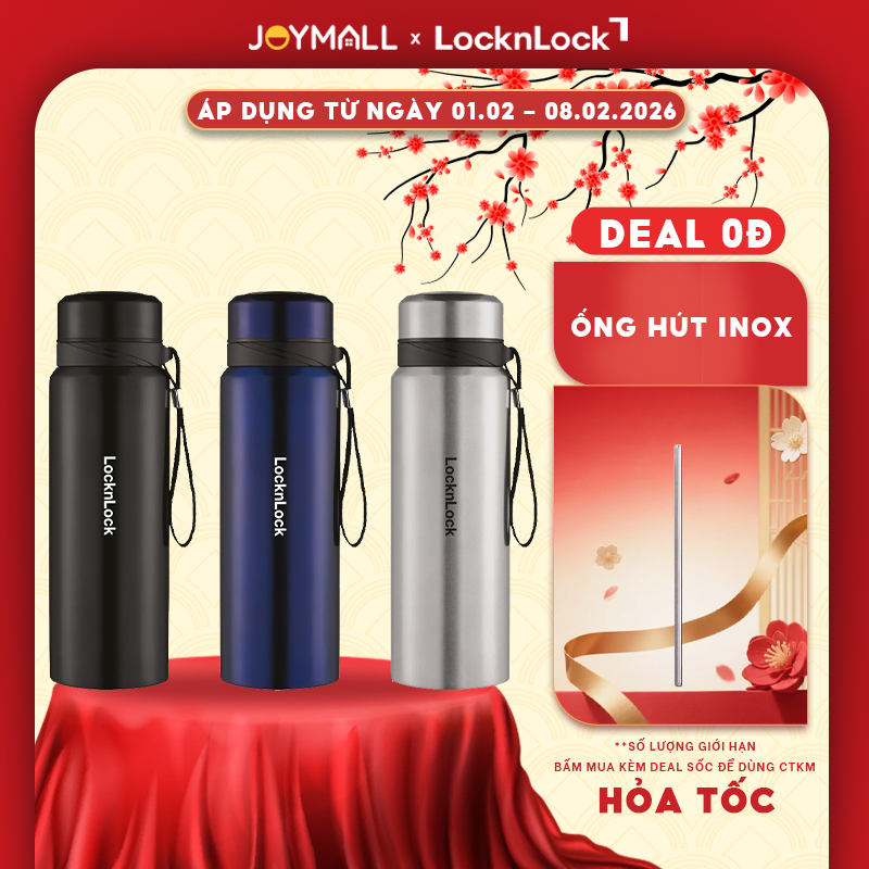 Bình giữ nhiệt LocknLock 800ml LHC6180 - Hàng chính hãng, có khay lưới lọc trà, dây - JoyMall