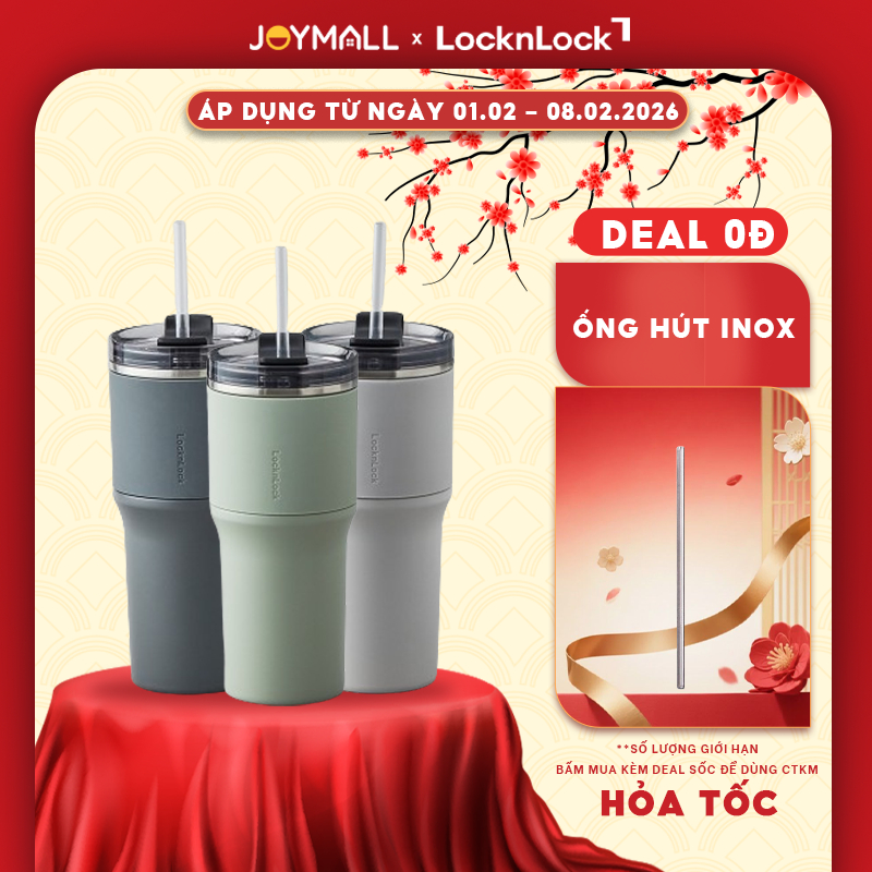 Ly giữ nhiệt LocknLock 650ml LHC4277S Metro Drive - Hàng chính hãng, kèm ống hút cọ rửa - JoyMall