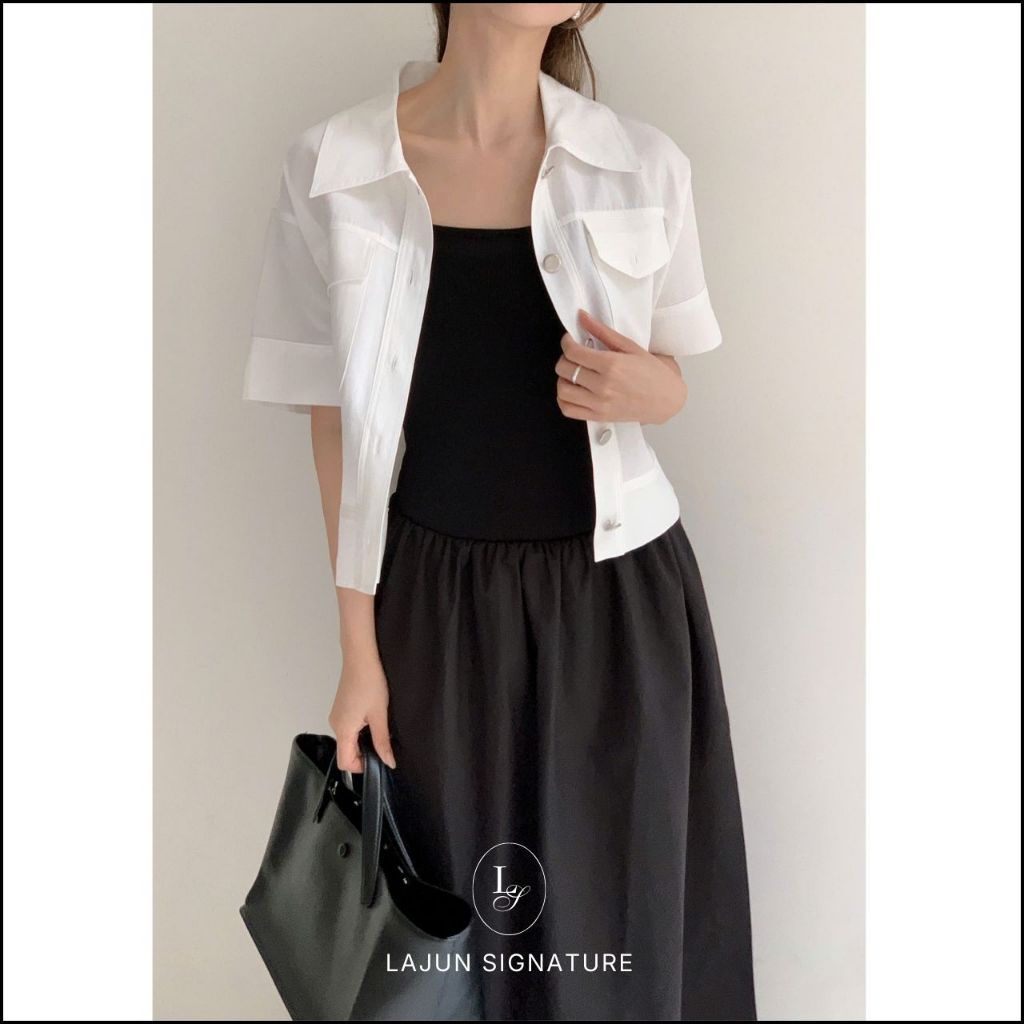 [LAJUN SIGNATURE] Áo Khoác / Blouse Favorite Tay Ngắn Form Lửng Chất Liệu Nhẹ Mát Cao Cấp Hàn Quốc