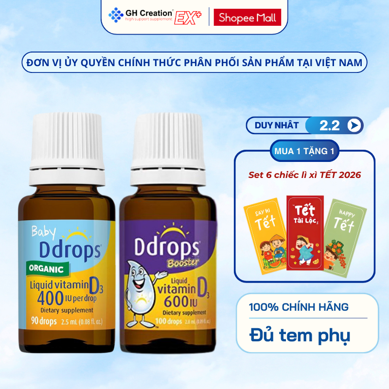 Ddrops Vitamin D3 thuần Organic dạng lỏng hỗ trợ chắc khỏe xương và tăng cường hệ miễn dịch cho bé 4