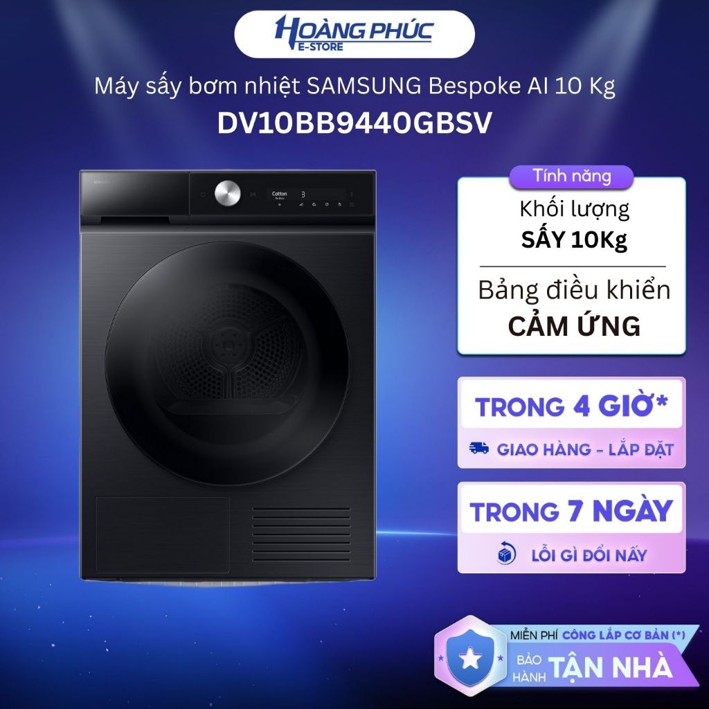 DV10BB9440GBSV | Máy Sấy Bơm Nhiệt SAMSUNG Bespoke AI Cảm Biến AI Dry, 10 kg {Ship HCM 0Đ}