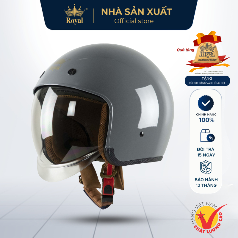 Mũ Bảo Hiểm Chính Hãng Royal 3/4 M139 Nam Nữ Kính Dài, Nón Bảo Hiểm Kính Âm Tiện Lợi Bảo Hành 12 Tháng - NHÀ SẢN XUẤT