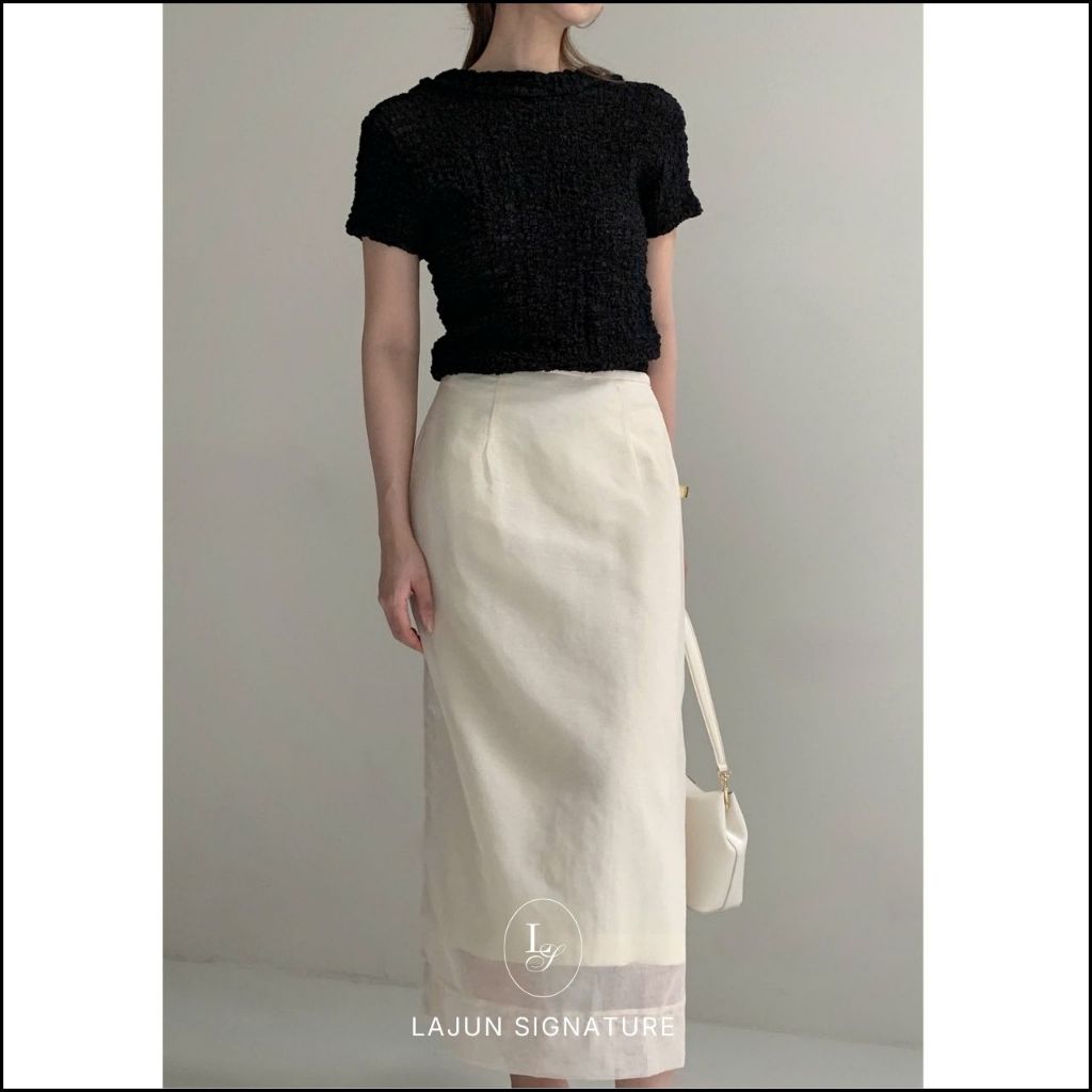 [LAJUN SIGNATURE] Chân Váy Organza 2 Lớp Cao Cấp Form Suông Xẻ Sau Dài Vừa Thanh Lịch Hàn Quốc