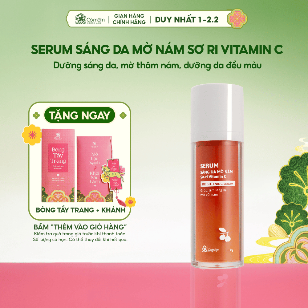 Serum Vitamin C sáng da mờ nám đều màu da từ chiết xuất Sơ-ri Cỏ Mềm 30g