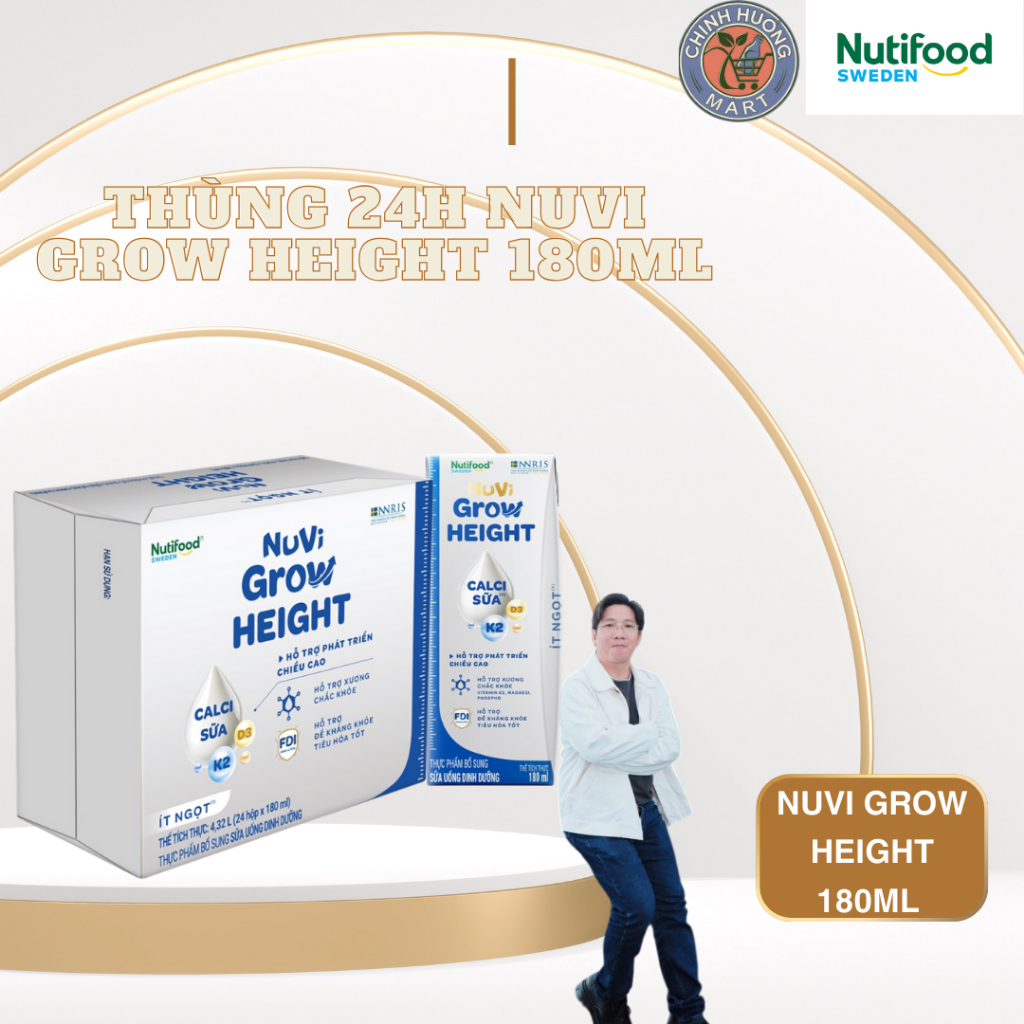 Thùng 24 hộp SBPS Nuvi Grow Height 1+ hỗ trợ phát triển chiều cao hộp 180ml