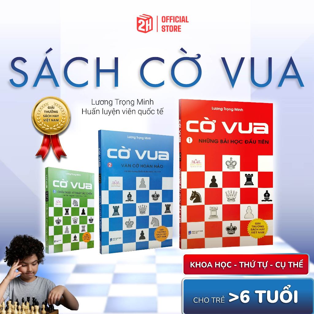 Sách Cờ Vua của Lương Trọng Minh HLV cờ vua quốc tế, sách cờ vua cho bé, khai cục đến tàn cục