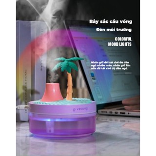 Máy tạo độ ẩm mini để bàn 320ml phun sương cảnh quan có đèn ngủ 7 màu Type-C