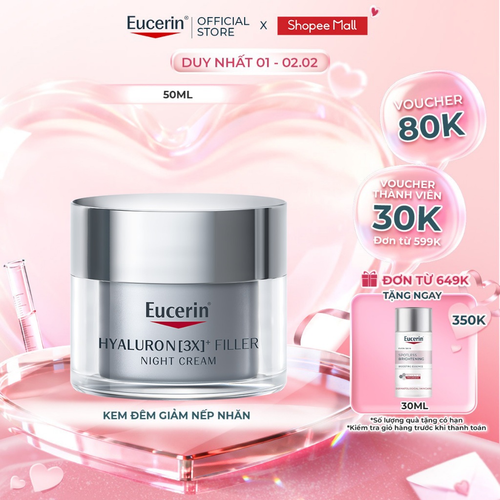 Kem dưỡng đêm giảm nếp nhăn Eucerin Hyaluron[3x]+ Filler Night Cream 50ml