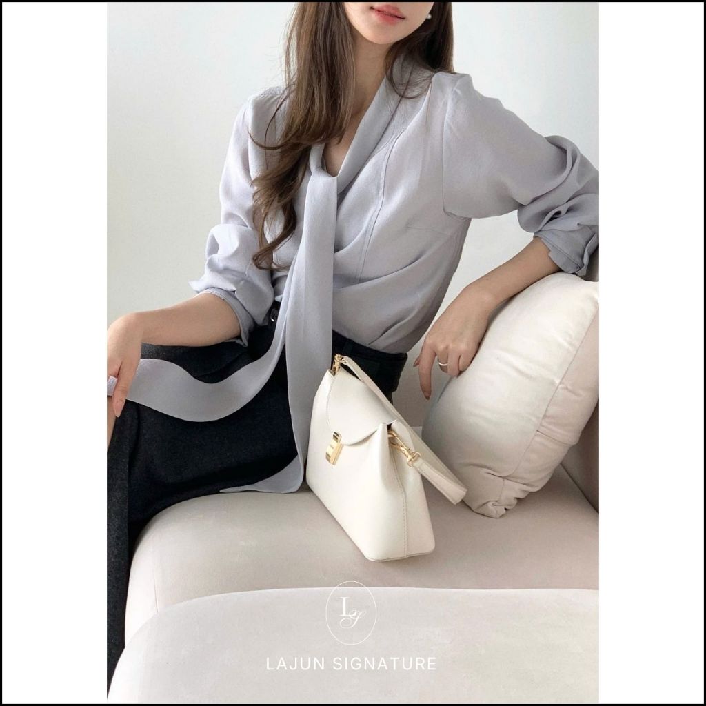 [LAJUN SIGNATURE] Áo Blouse Two-way Tie Mang Được Mặt Trước & Mặt Sau Tay Dài Thanh Lịch Chất Liệu N