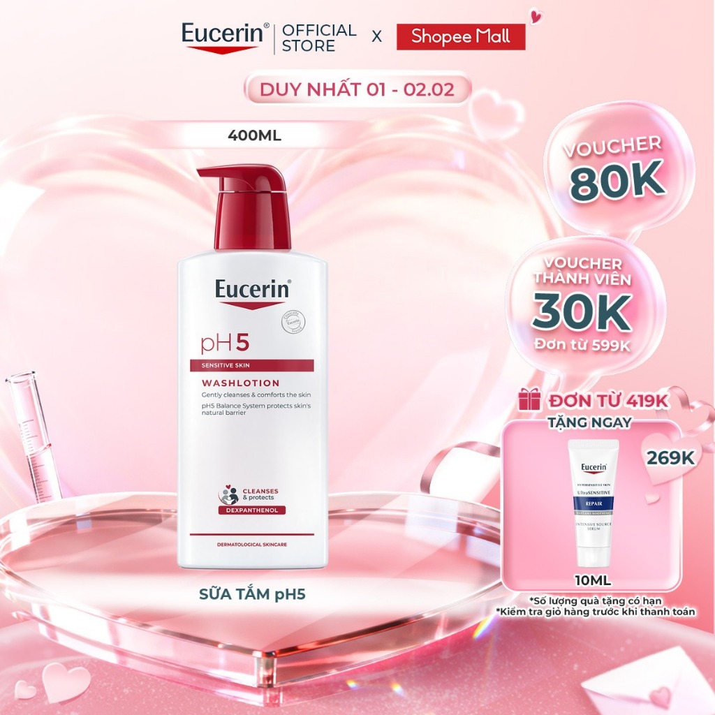 Sữa tắm cho da nhạy cảm Eucerin pH5 Washlotion 400ml