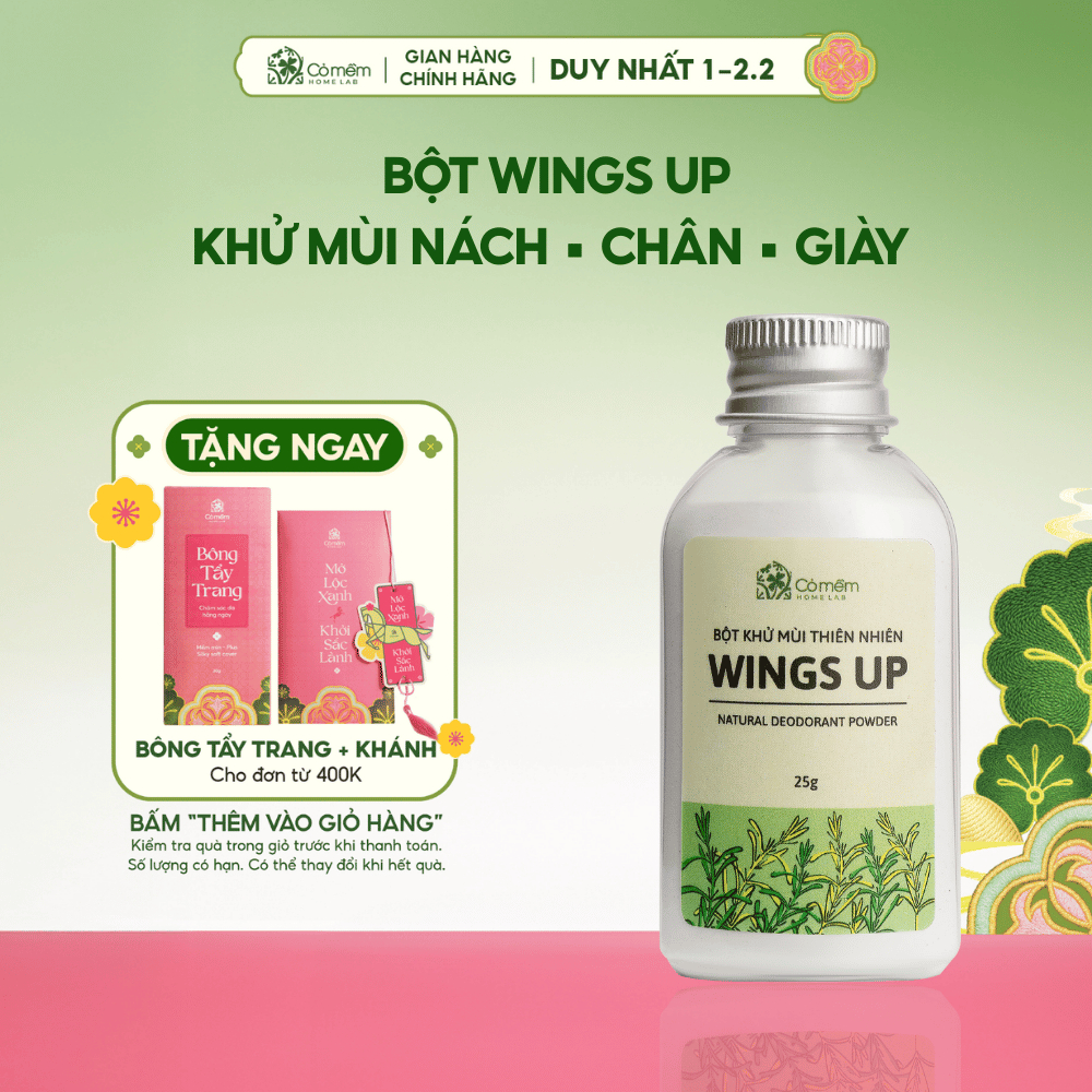 Bột Khử Mùi Wings Up Khử Mùi Hôi Chân Hôi Nách Giảm Tiết Mồ Hôi Hôi Cỏ Mềm 25g