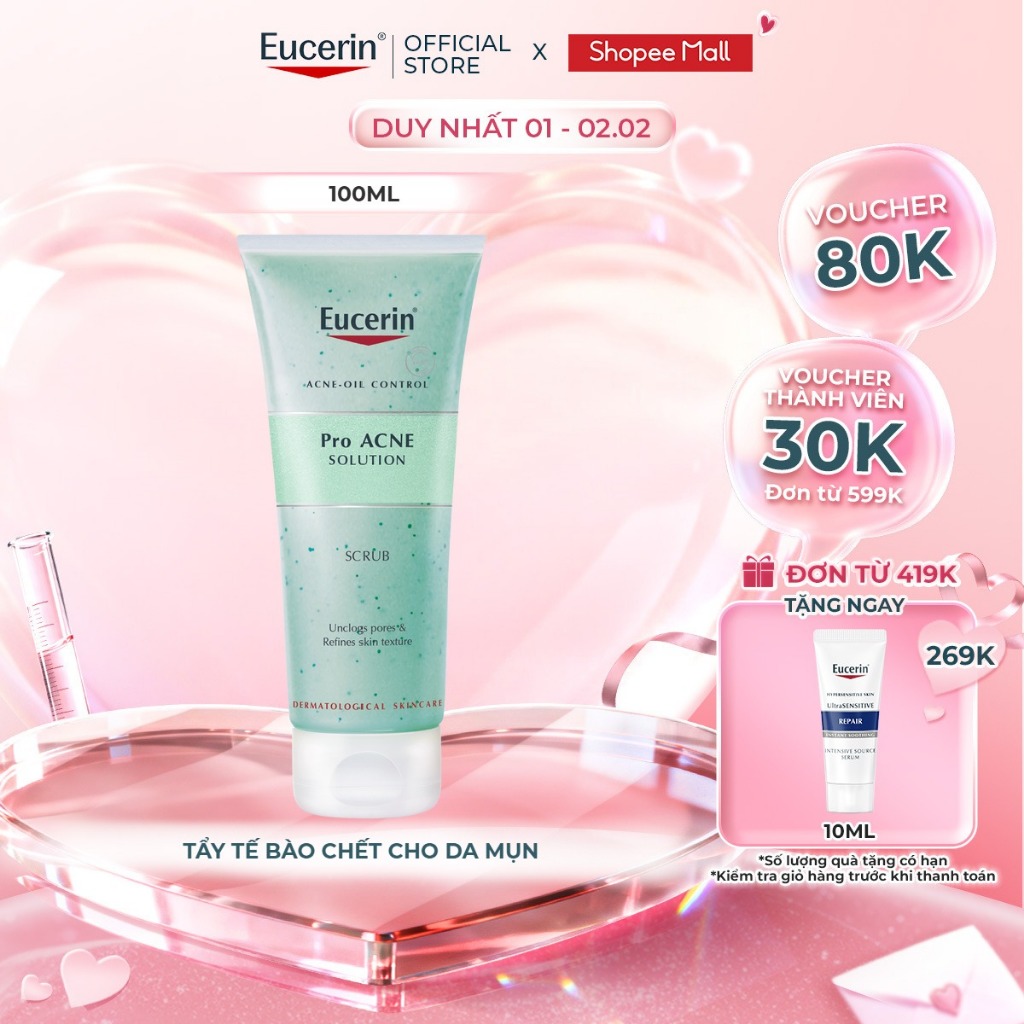 Tẩy tế bào chết ngăn ngừa mụn Eucerin Pro Acne Scrub 100ml
