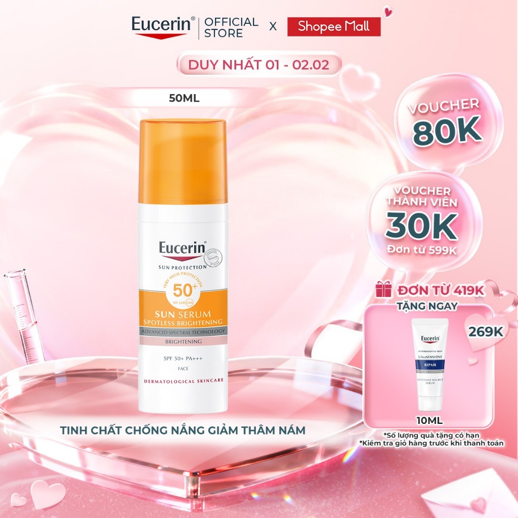 Tinh chất chống nắng giảm thâm nám Eucerin Spotless Brightening Serum SPF50+ 50ml