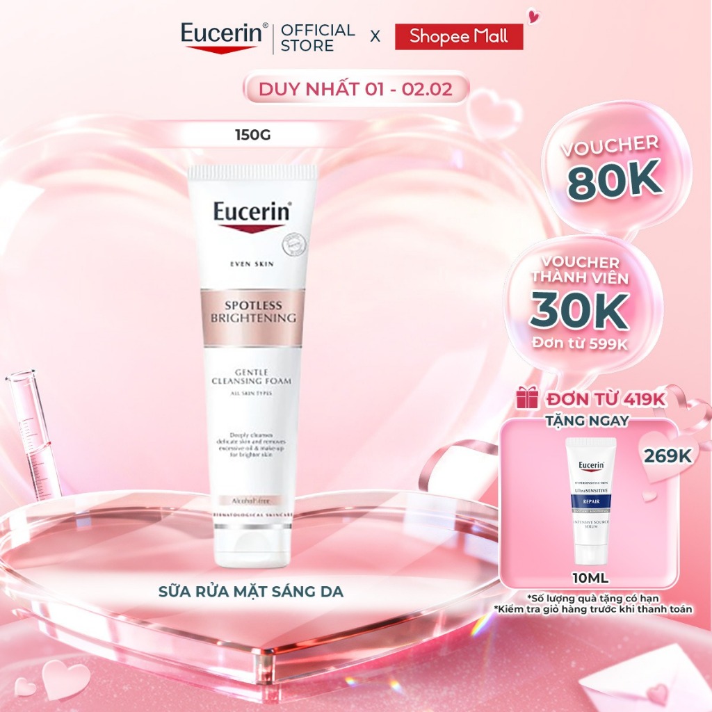 Sữa rửa mặt sáng da Eucerin Spotless Brightening Cleansing Foam 150g