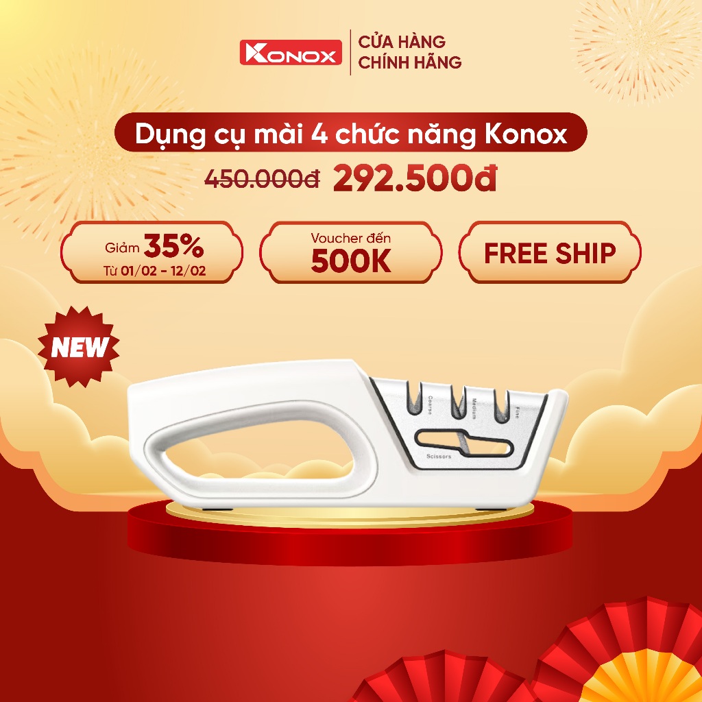Dụng cụ mài dao kéo Konox Knife Sharpener 4 chức năng thông minh