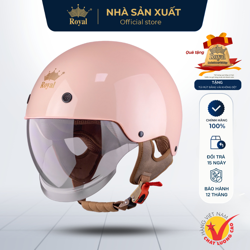 Mũ Bảo Hiểm Royal Chính Hãng Nửa Đầu M239 Kính Âm Chống Tia UV Hợp Nam Nữ , Đội Êm, Tháo Lót Tiện Lợi NHÀ SẢN XUẤT