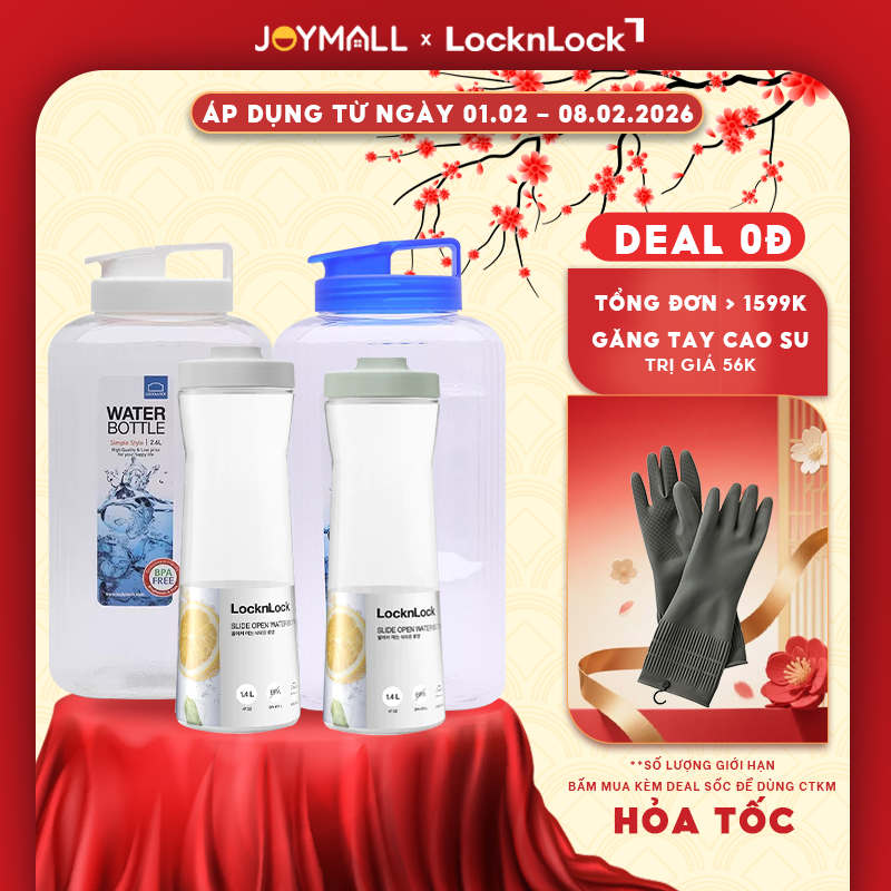 Bình nước nhựa LocknLock HAP812 1.5L, Hàng chính hãng, an toàn cho sức khỏe, dễ cầm nắm - JoyMall