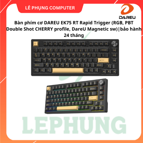 Bàn phím cơ không dây DAREU EK75 RT Rapid Trigger | RGB | PBT Double Shot CHERRY profile | DareU Mag
