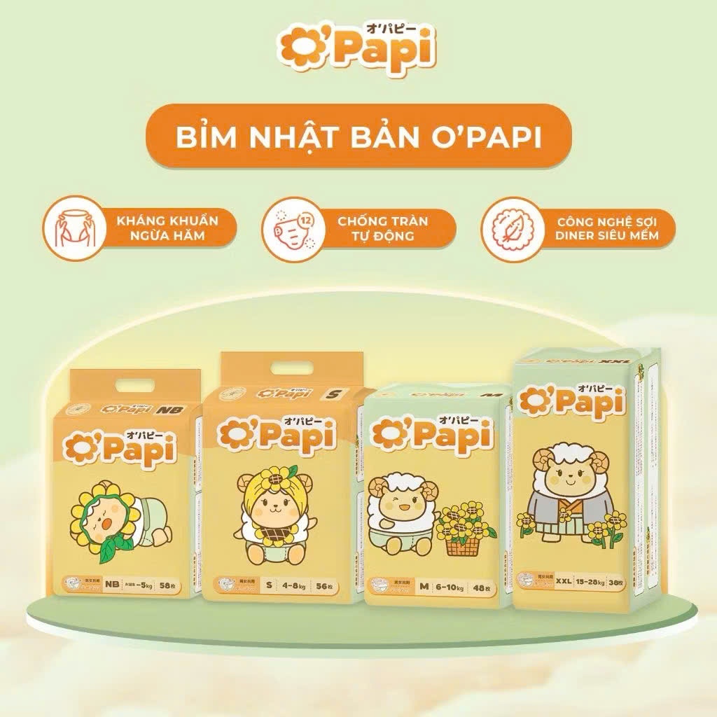 (Combo 4 bịch) Bỉm Opapi tã quần,dán đủ size NB58,S56,M48,L46,XL42 XXL38,...........................