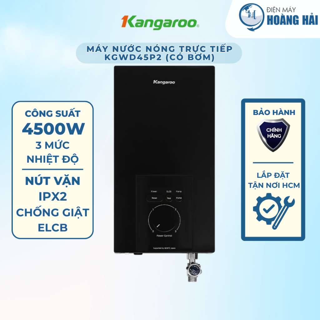 KGWD45P2 |  Máy nước nóng trực tiếp Kangaroo KGWD45P2 Có Bơm Trợ Lực - Chính Hãng