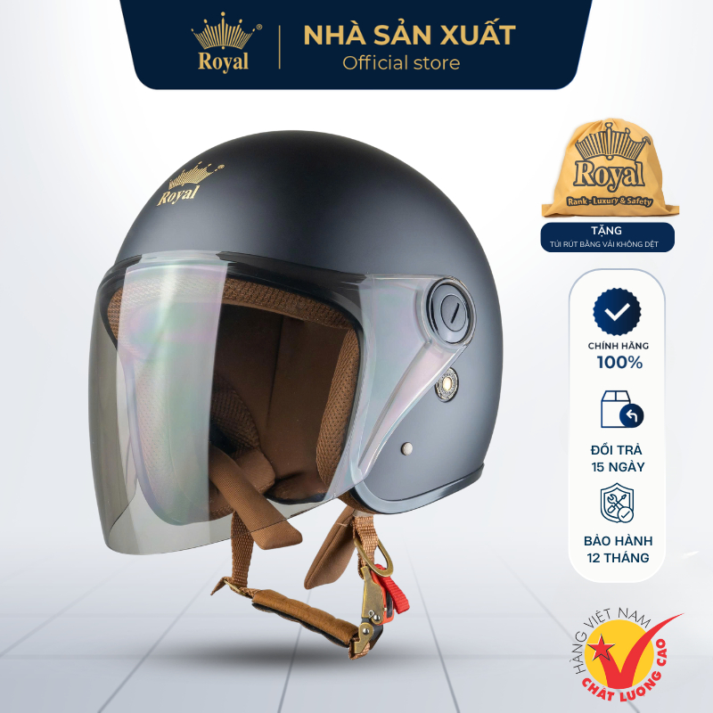 [New] Mũ Bảo Hiểm 3/4 Royal M20K Kính Dài Che Full Mặt Chống Tia UV Hợp Nam Nữ Bảo Hành 12 Tháng