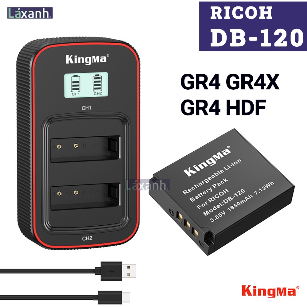 Ricoh DB-120 DB120 | Pin và Dock sạc máy ảnh Ricoh GR4 GR IV hãng Kingma db120 db-120 db 120 full de
